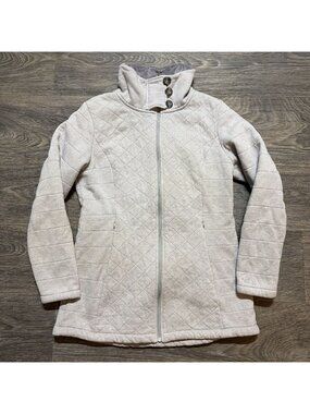 North Face Quilted Fleece Jacket Large Gray Full Zip Chore Coat Workwear Farm